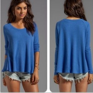 Free People Blue malibu ribbed waffle thermal overs